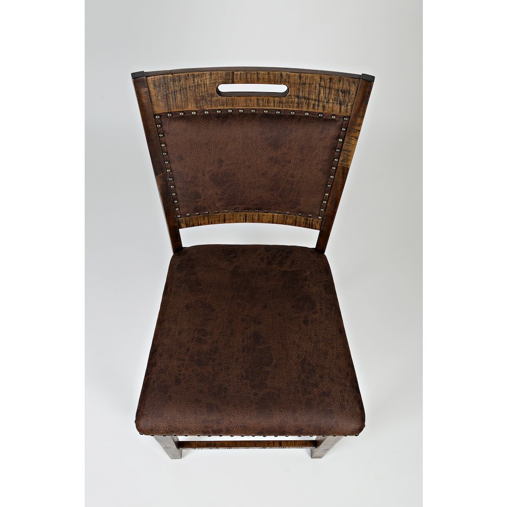Distressed Industrial Nailhead Trim Upholstered Back Counter Stool (Set of 2)