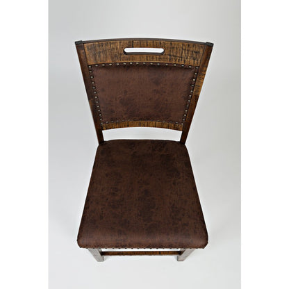 Distressed Industrial Nailhead Trim Upholstered Back Counter Stool (Set of 2)