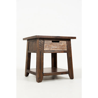Painted Canyon Rustic Solid Acacia  End Table