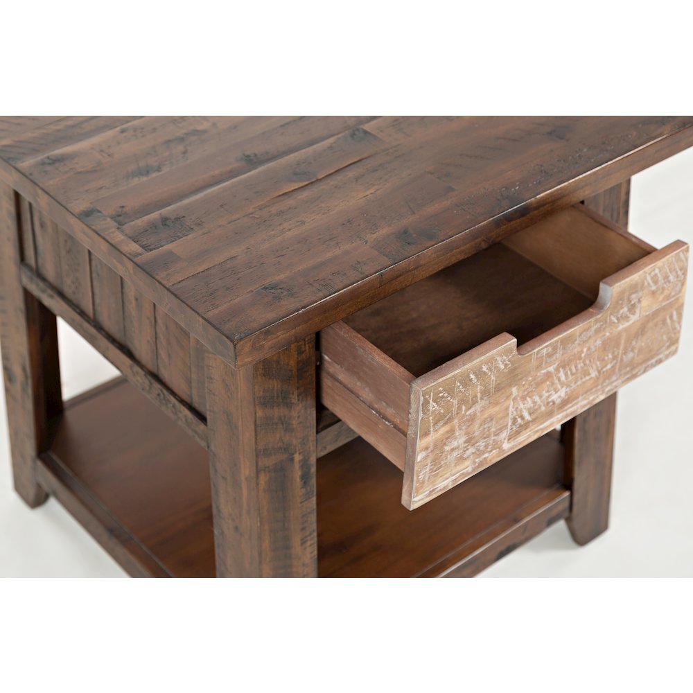 Painted Canyon Rustic Solid Acacia  End Table
