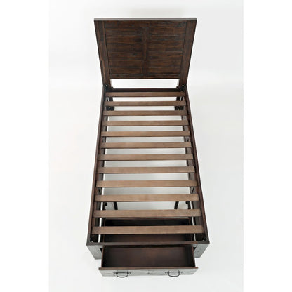 Jackson Lodge Rustic Distressed Solid Wood Twin Storage Bed