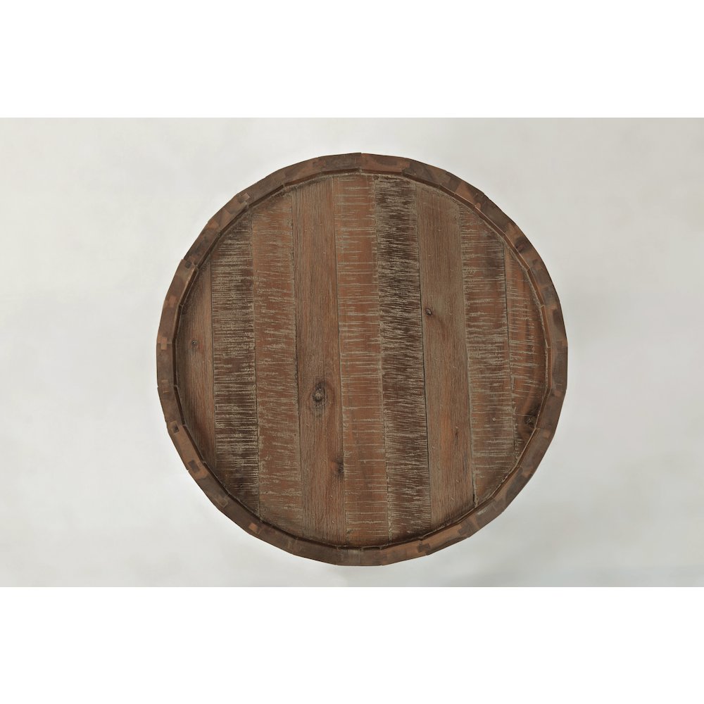 Conundrum Modern Distressed Solid Wood Drum End Table