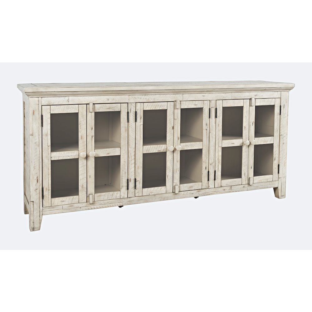 Rustic Shores 70" Coastal Distressed Acacia Six-Door Sideboard Cabinet