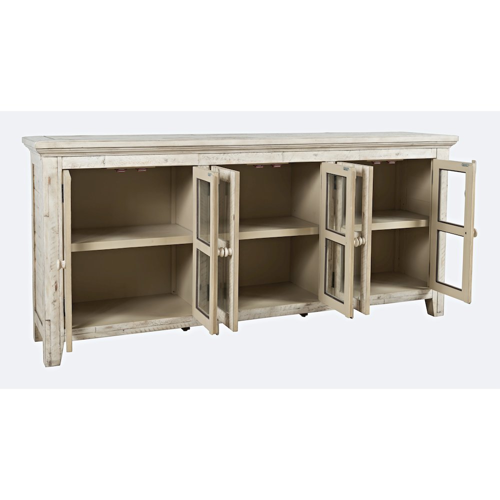 Rustic Shores 70" Coastal Distressed Acacia Six-Door Sideboard Cabinet