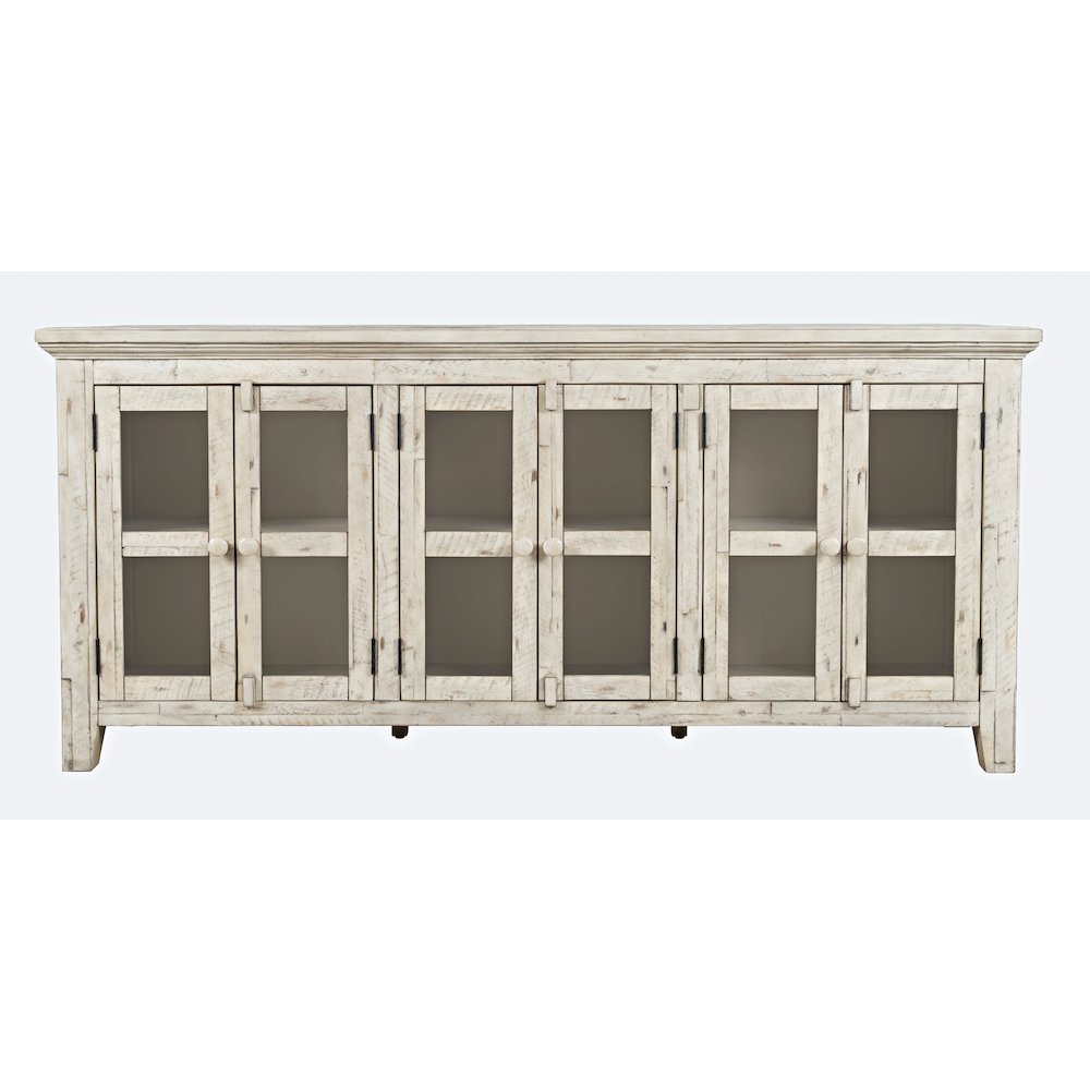 Rustic Shores 70" Coastal Distressed Acacia Six-Door Sideboard Cabinet
