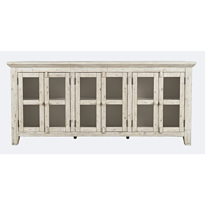 Rustic Shores 70" Coastal Distressed Acacia Six-Door Sideboard Cabinet