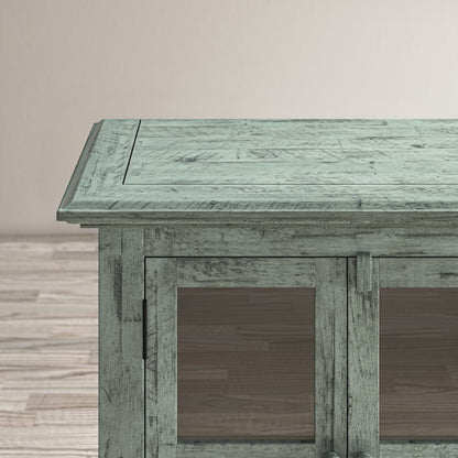 Rustic Shores 54" Coastal Distressed Acacia Four-Door Credenza Cabinet