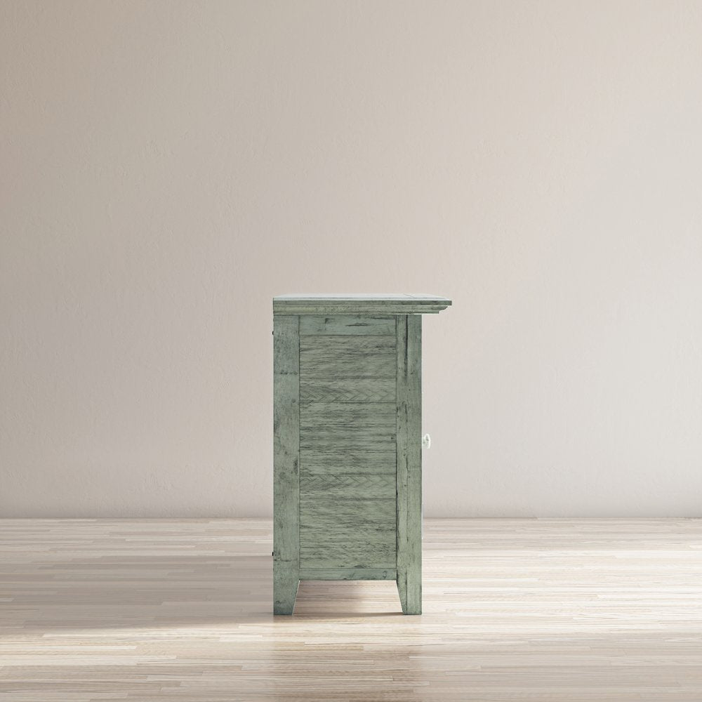 Rustic Shores 54" Coastal Distressed Acacia Four-Door Credenza Cabinet