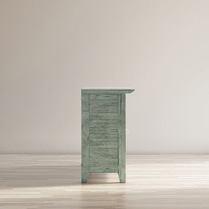 Rustic Shores 54" Coastal Distressed Acacia Four-Door Credenza Cabinet