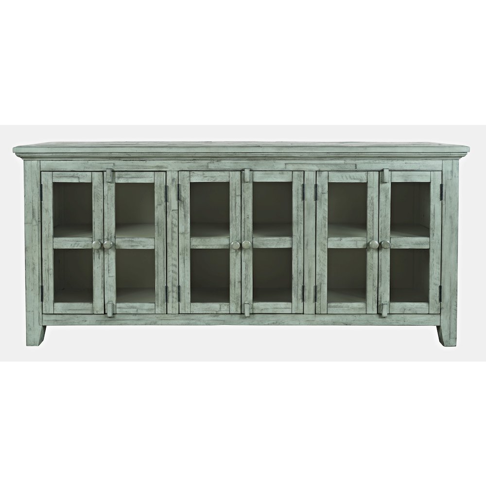 Rustic Shores 70" Coastal Distressed Acacia Six-Door Sideboard Cabinet