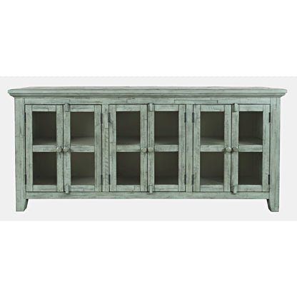 Rustic Shores 70" Coastal Distressed Acacia Six-Door Sideboard Cabinet