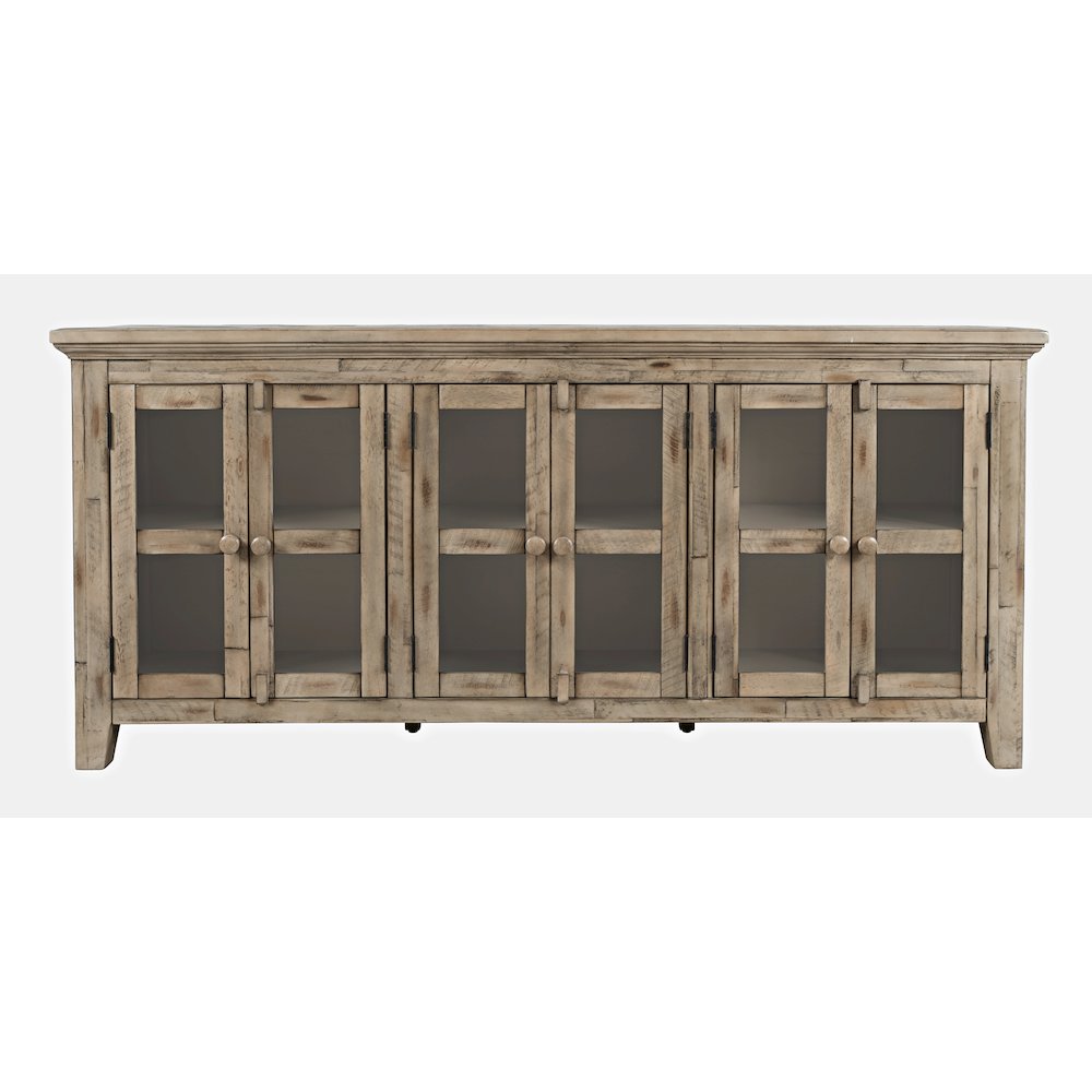 Rustic Shores 70" Coastal Distressed Acacia Six-Door Sideboard Cabinet