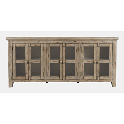 Rustic Shores 70" Coastal Distressed Acacia Six-Door Sideboard Cabinet