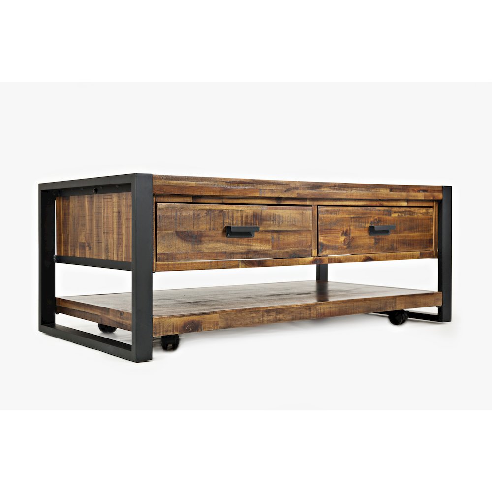 Loftworks Modern Industrial Distressed Acacia 48" Coffee Table with Drawers