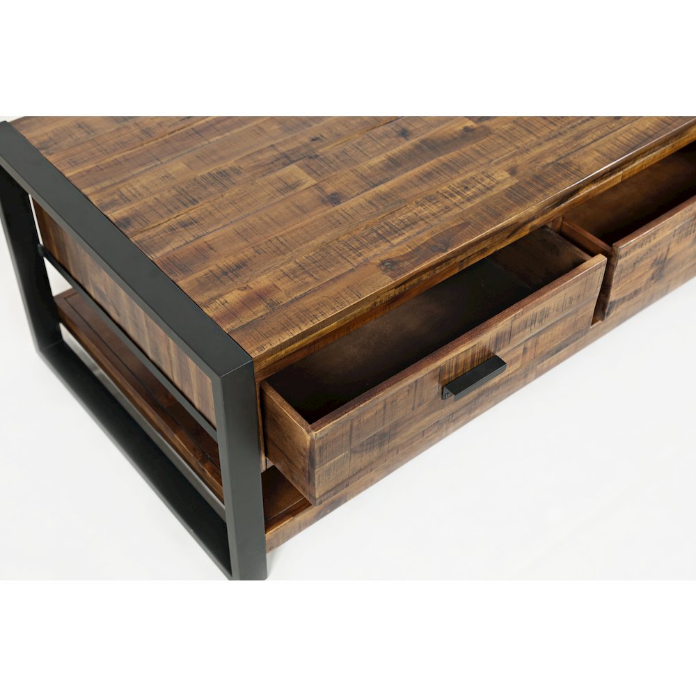 Loftworks Modern Industrial Distressed Acacia 48" Coffee Table with Drawers