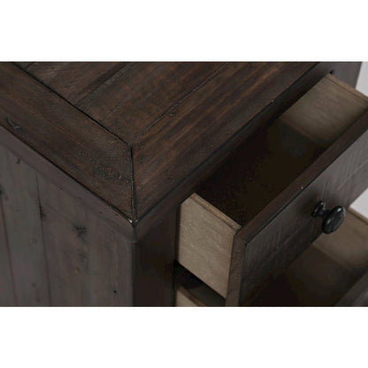 Rustic Reclaimed Pine Farmhouse Harris USB Charging Chairside Table