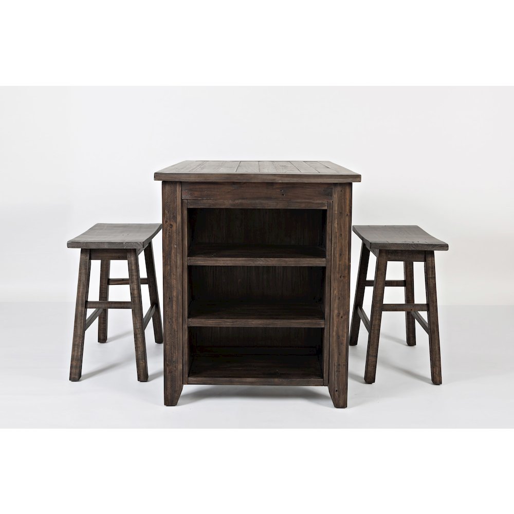 Rustic Reclaimed Solid Wood Farmhouse 3 Piece Counter Height Dining Set