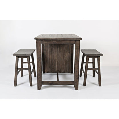 Rustic Reclaimed Solid Wood Farmhouse 3 Piece Counter Height Dining Set