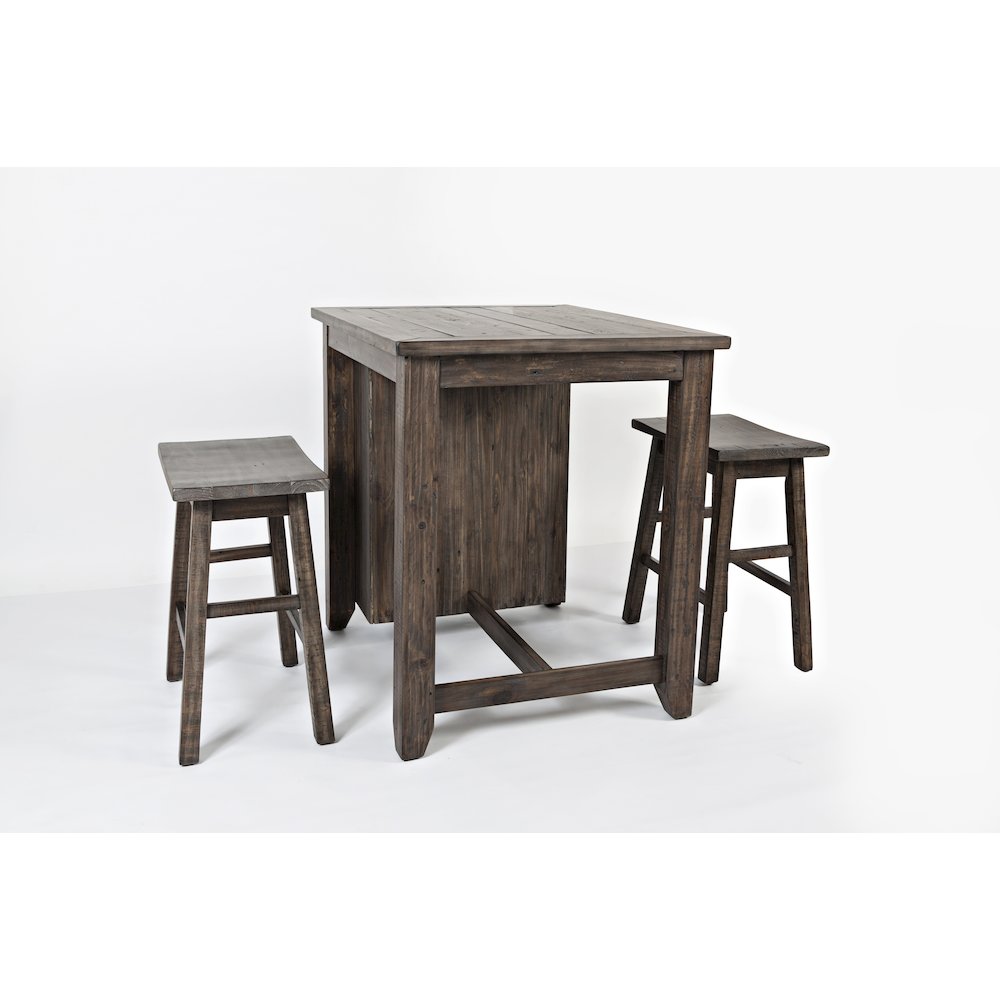 Rustic Reclaimed Solid Wood Farmhouse 3 Piece Counter Height Dining Set