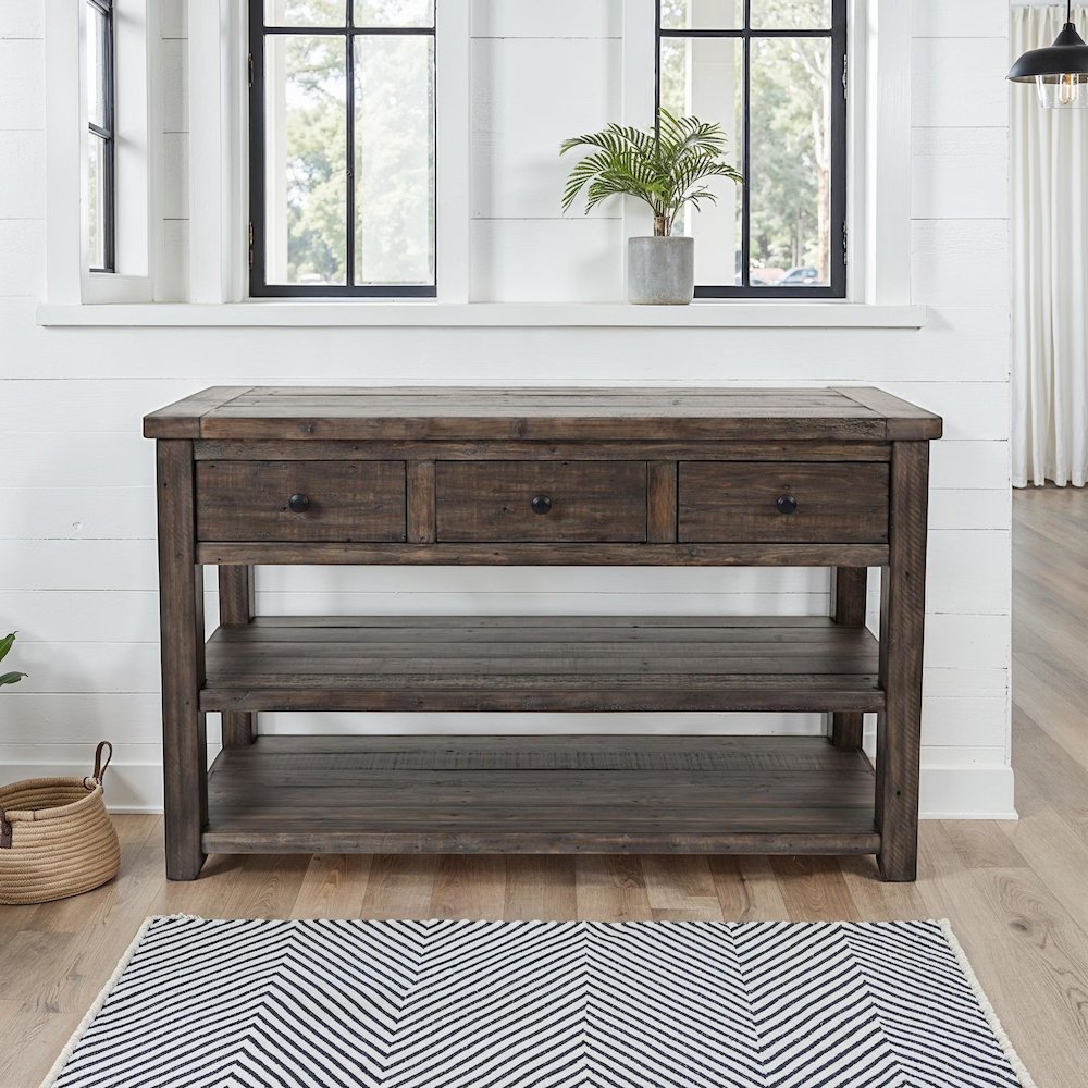 Madison County Rustic Reclaimed Solid Wood Farmhouse Sofa 50" Sofa Table