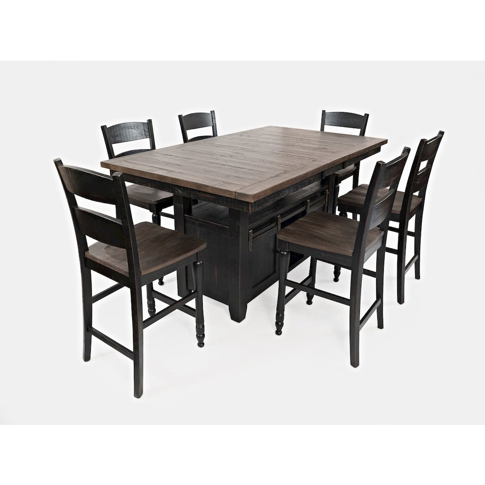 Madison County Reclaimed Pine 72" Farmhouse Storage Table Seven-Piece Dining Set