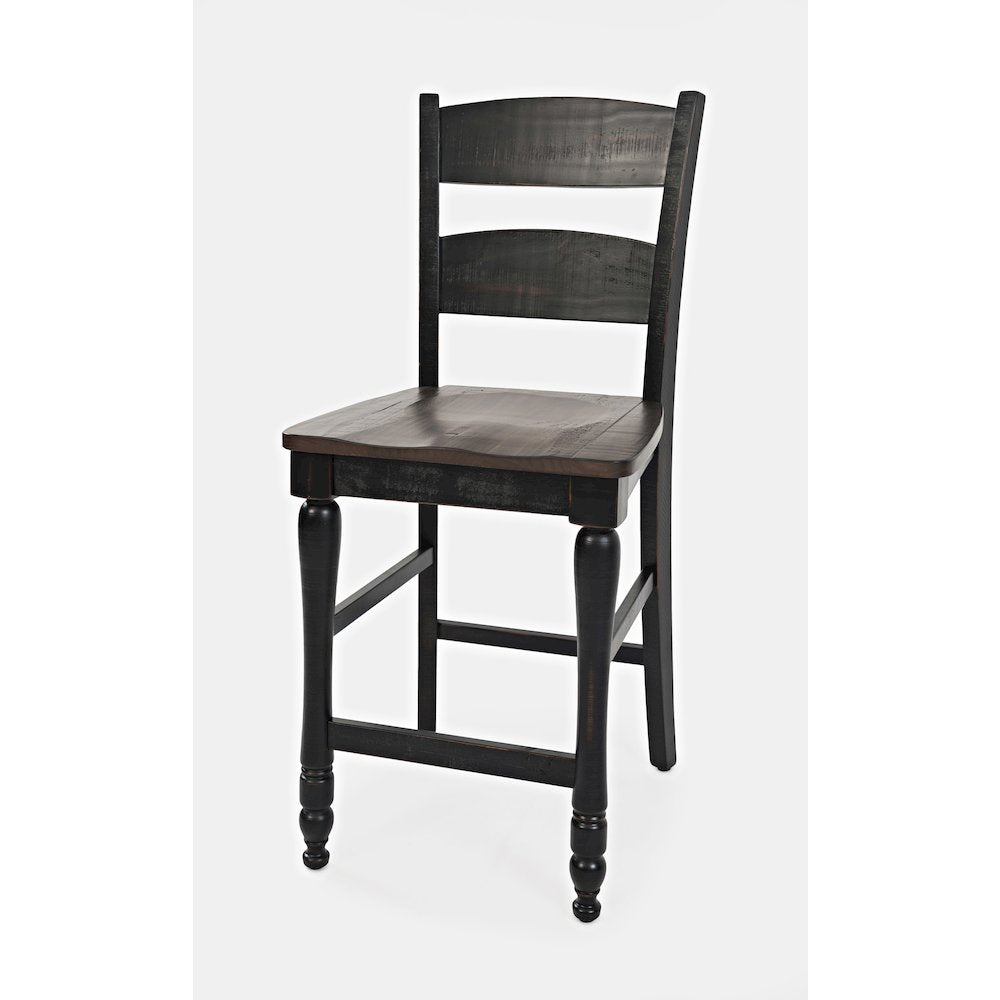 Rustic Reclaimed Pine Farmhouse Ladderback Counter Stool (Set of 2)