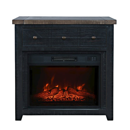 Solid Wood Rustic 32" Farmhouse Electric Fireplace Console TV Stand