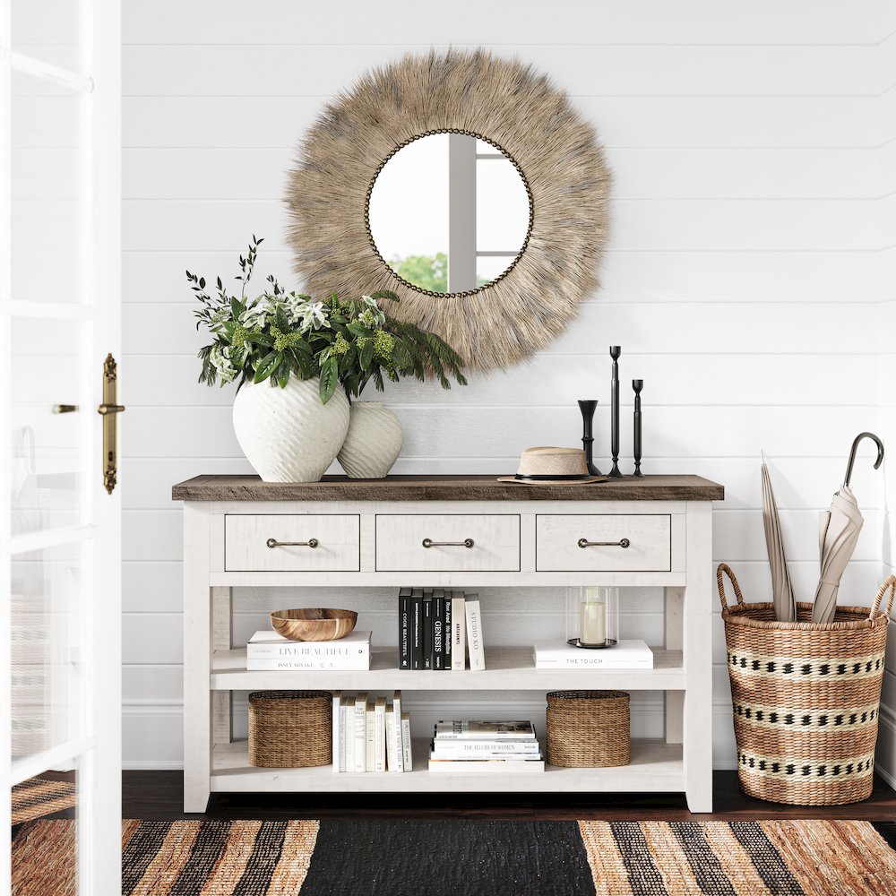 Madison County Rustic Reclaimed Pine Farmhouse Harris 50" Sofa Console Table