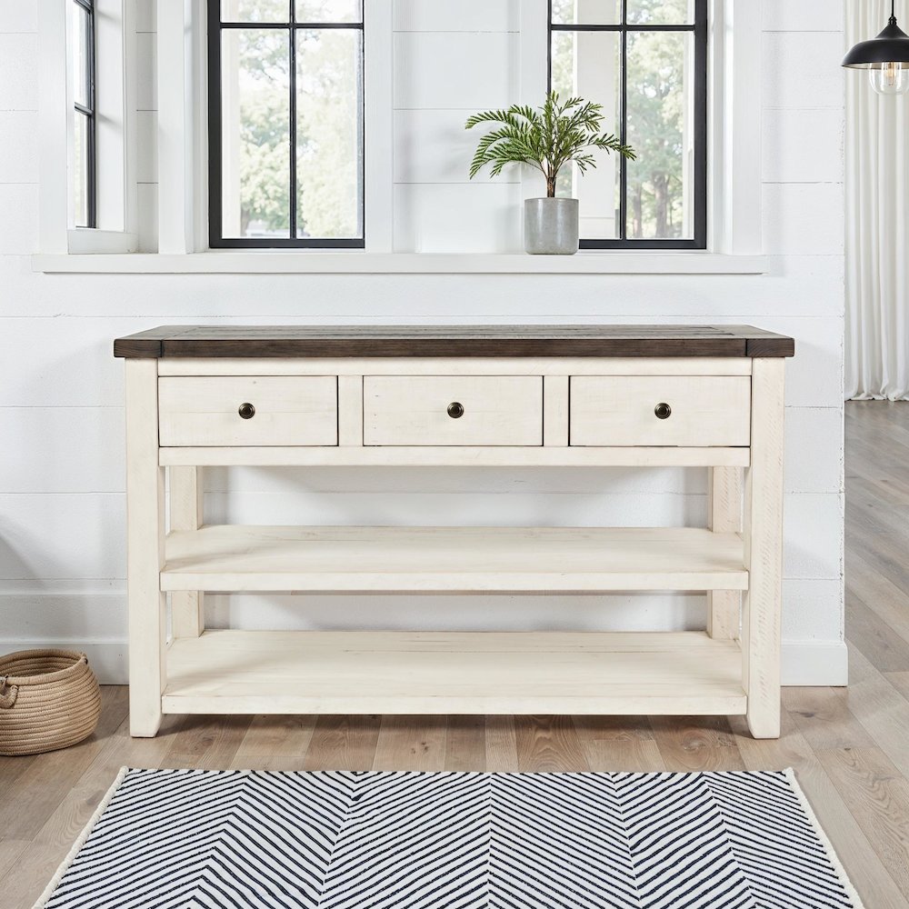 Madison County Rustic Reclaimed Solid Wood Farmhouse Sofa 50" Sofa Table