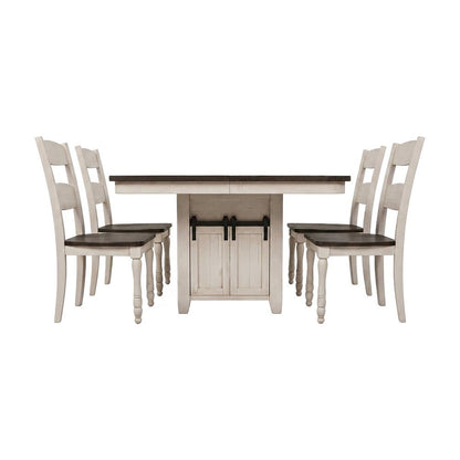 Pine Farmhouse Kitchen Table and Chairs with Storage 7 Piece Set, Vintage White