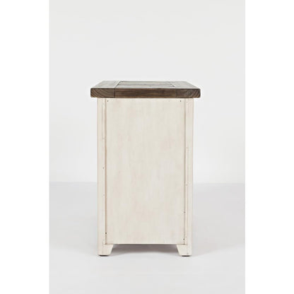 White Rustic Farmhouse Chairside Table with Reclaimed Pine Wood Construction