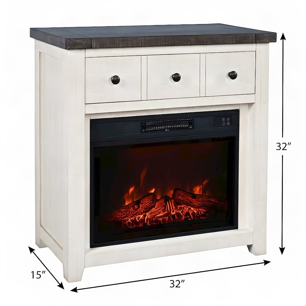 Starlight Canyon Home Electric Fireplace TV Stand, Madison County White