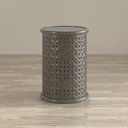 Decker Distressed Hardwood Global Drum End Table