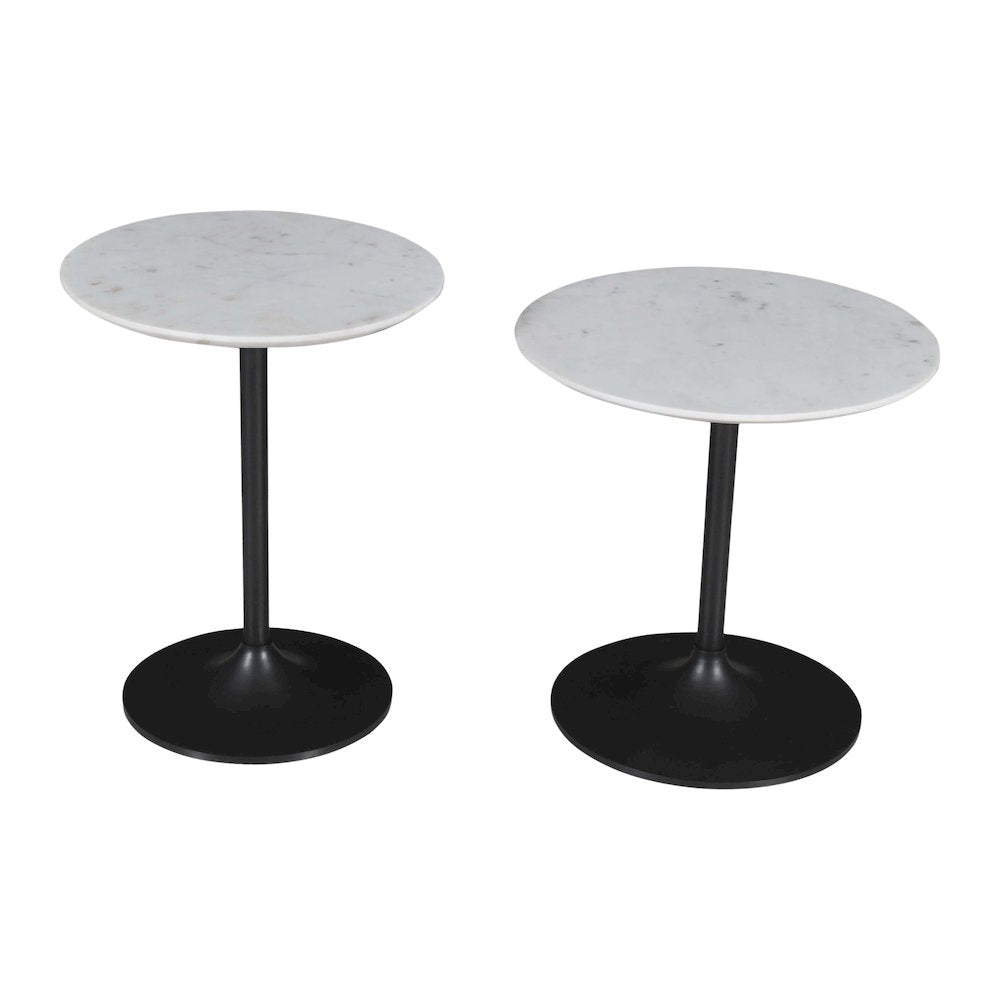 Camille Solid Marble and Iron Modern Luxury Accent Tables (Set of 2)