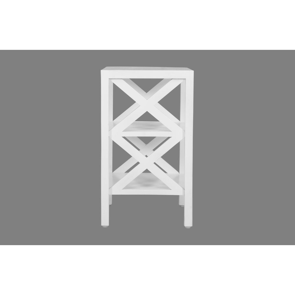 Global Archive Solid Wood Rustic Modern X-Side Accent Bookcase with Two Shelves