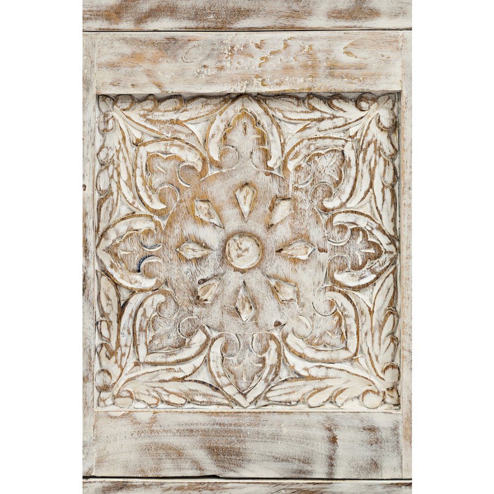Global Archive Hand Carved Mango Wood Accent Table