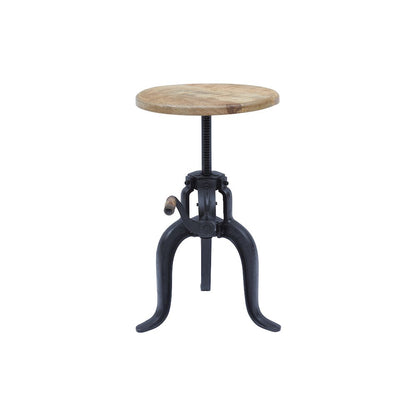 Global Archive Industrial Solid Wood and Iron Crank Table