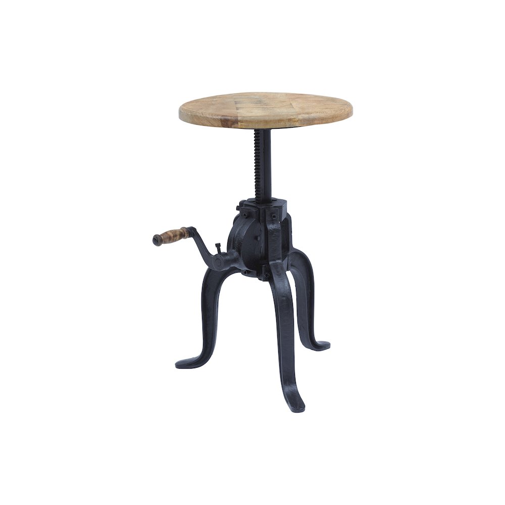 Global Archive Industrial Solid Wood and Iron Crank Table