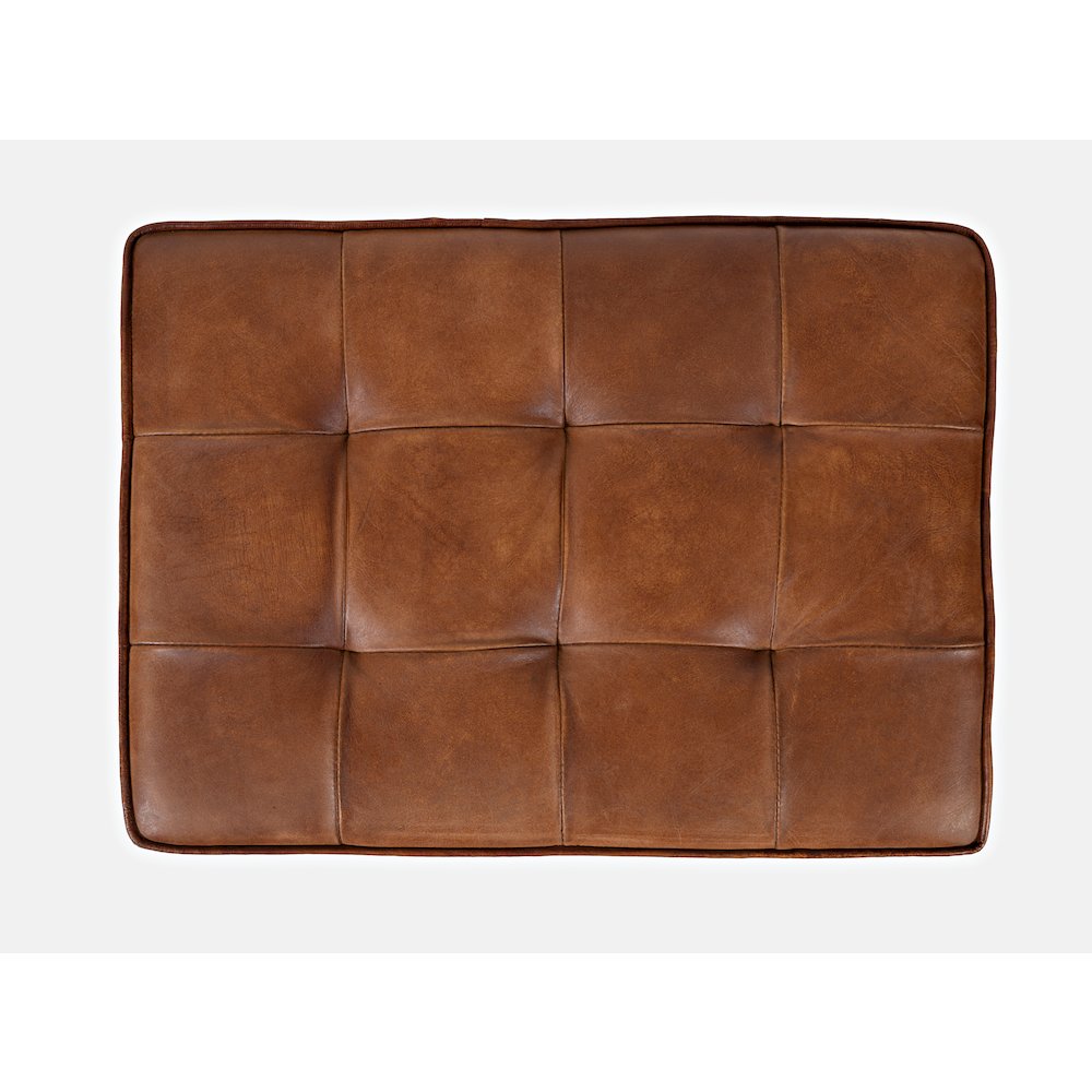 Global Archive Distressed Genuine Leather Ottoman Stool