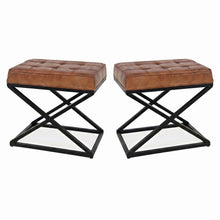 Global Archive Distressed Genuine Leather Ottoman Stool - 2 Pack