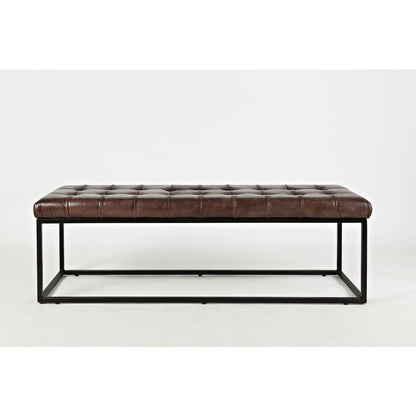 Global Archive 55" Genuine Distressed Leather Ottoman Bench