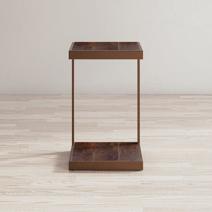 Global Archive Distressed Acacia and Stainless Steel "C" Table