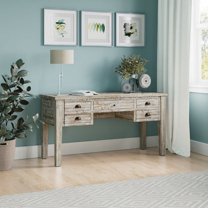 Artisan's Craft Rustic Farmhouse Distressed Solid Wood 5-Drawer Desk