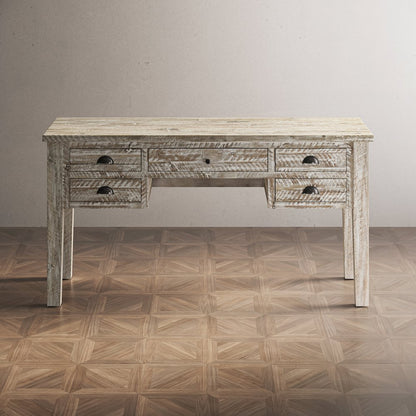 Artisan's Craft Rustic Farmhouse Distressed Solid Wood 5-Drawer Desk