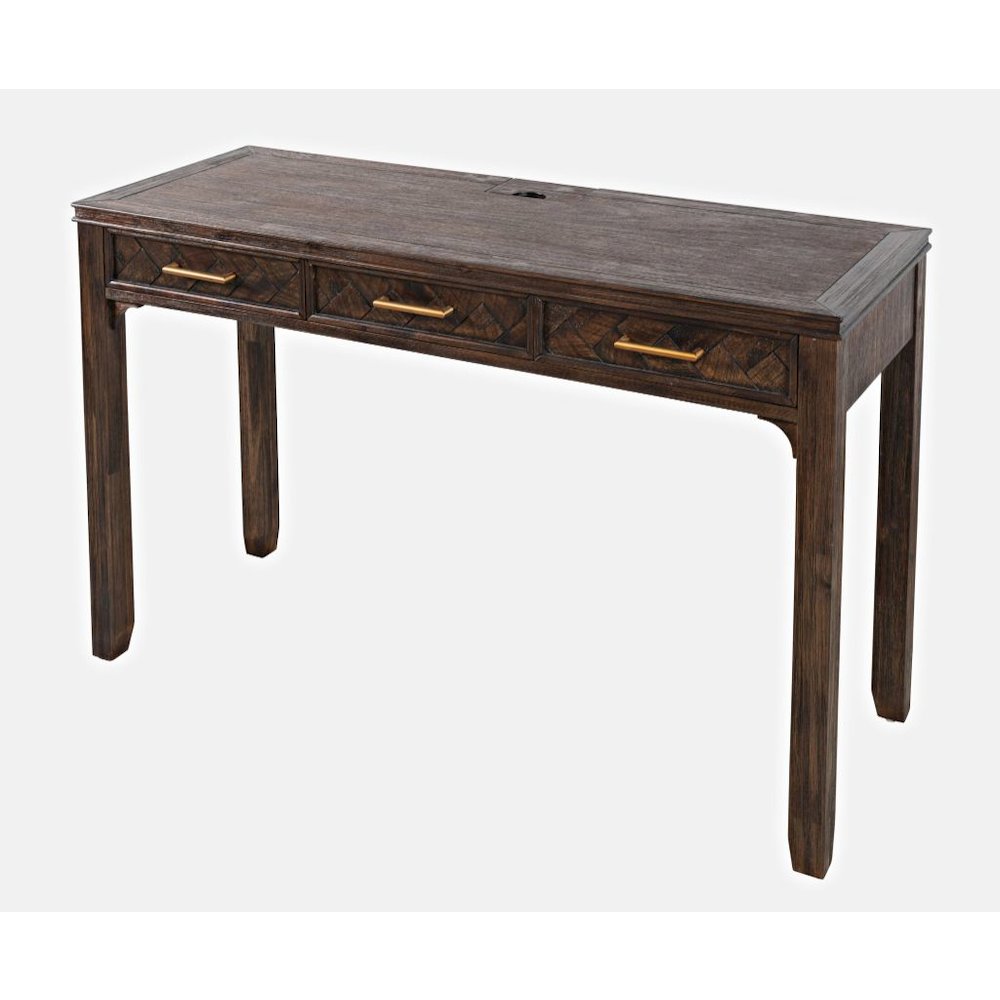 Gramercy Mid-Century Modern Chevron Three Drawer USB Charging Desk