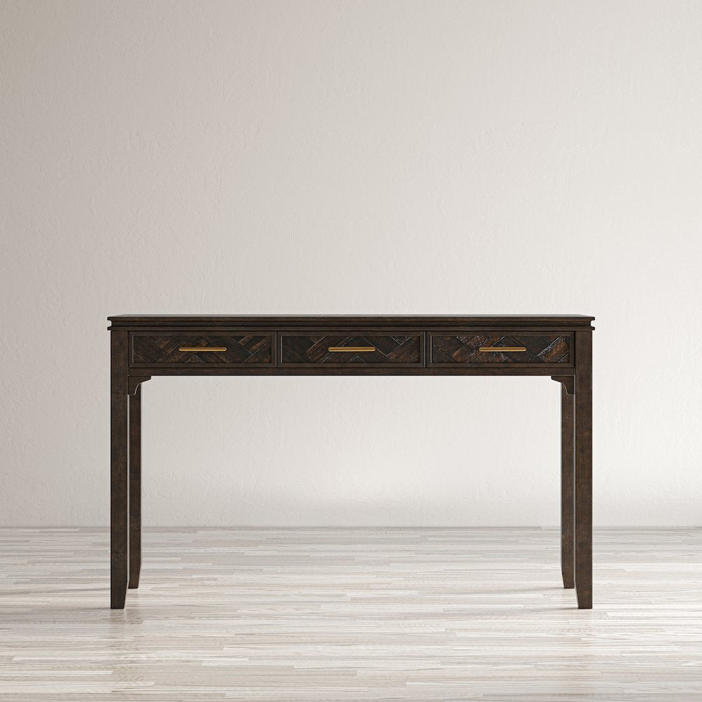 Gramercy Mid-Century Modern Chevron Three Drawer USB Charging Desk