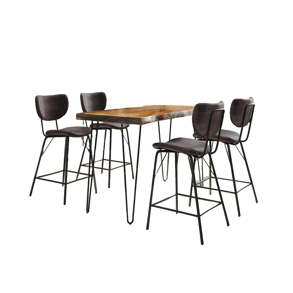 Solid Acacia Five Piece Counter Height Dining Set