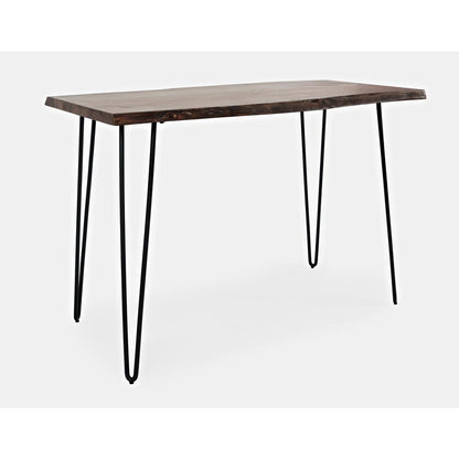 52-Inch Red Solid Acacia Counter Height Dining Table with Metal Base