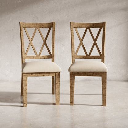Rustic Distressed Pine Dining Chair (Set of 2)