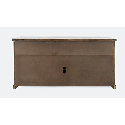 70" Rustic Distressed Solid Wood Farmhouse Four Drawer Sideboard Buffet Server